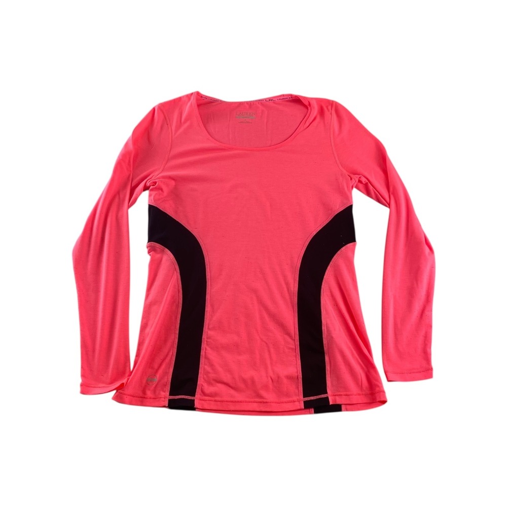 Lauren‎ Ralph Lauren Active Coral Black Athletic Long Sleeve Top Shirt Size S